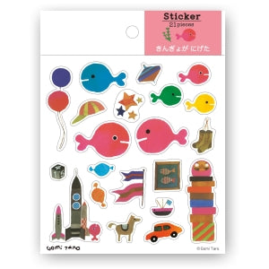 G/T透明ｼｰﾙ(きんぎょ) 五味太郎 ステッカー きんぎょがにげた 魚柄 カラフルシール かわいい デコレーション 文房具 手帳 ノート アルバム プレゼント用 風船 星 キャンディ 車 犬 ロケット --- 学研ステイフル(Gakken Sta:Ful) :4905426710808